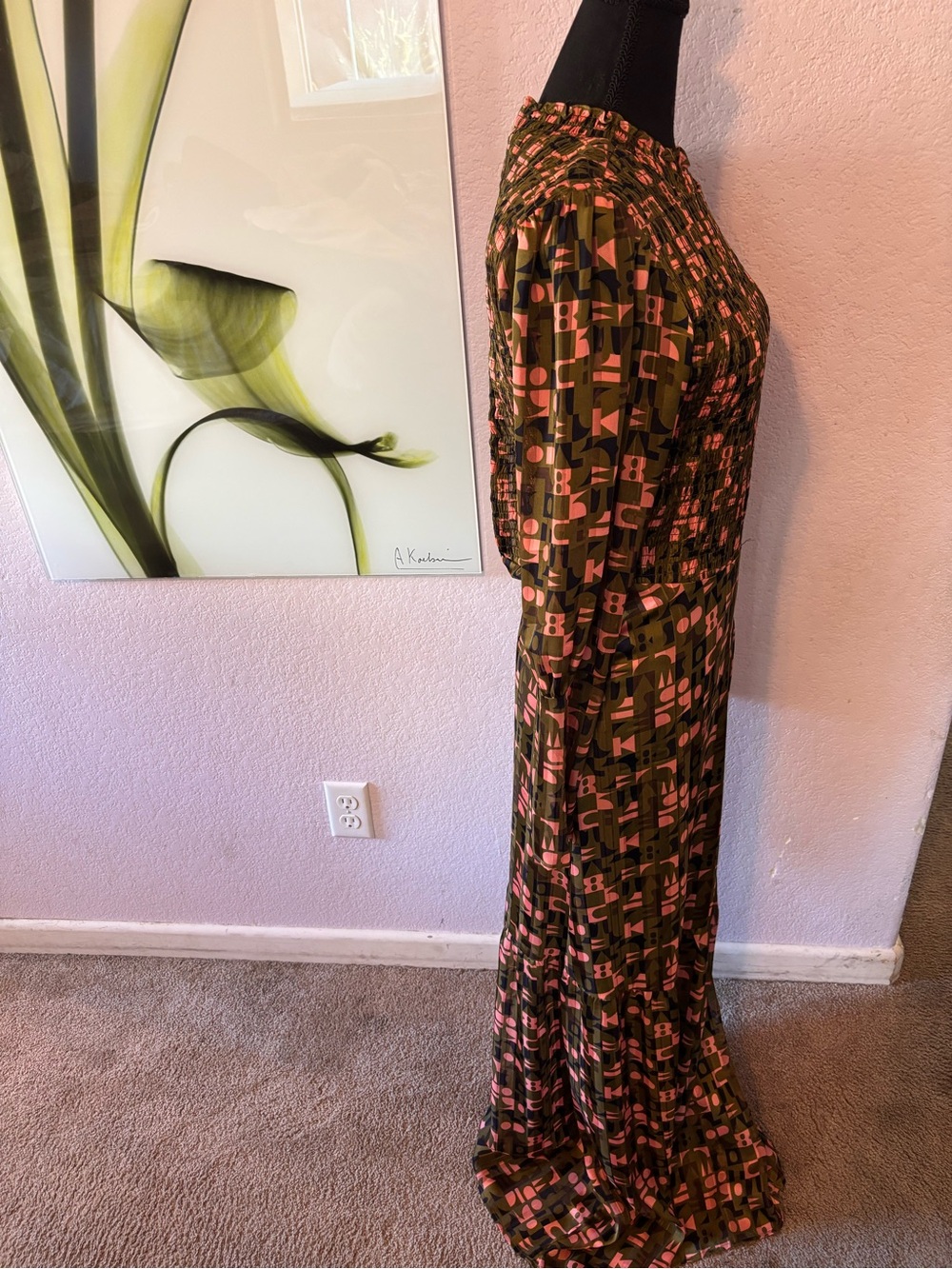 Scotch & Soda long sleeve smocked maxi dress size XS - Picture 3 of 5